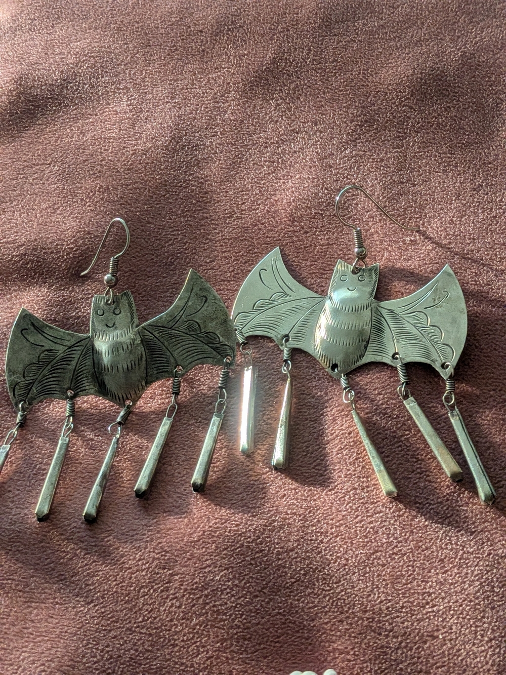 Silver Bat Dangle Earrings - Statement Gothic Jewelry